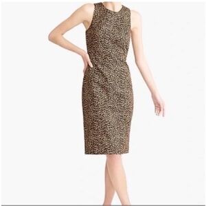 J. Crew Factory Sleeveless Leopard Print Midi Sheath Dress Round Neckline AL229